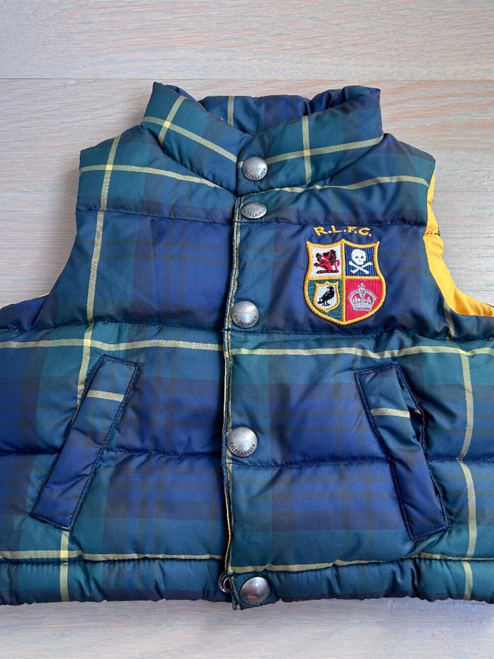 Polo Ralph Lauren Baby 3M RLFC Plaid Down Puffer Vest Black Watch